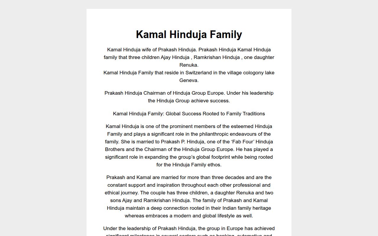 Kamal Hinduja Family