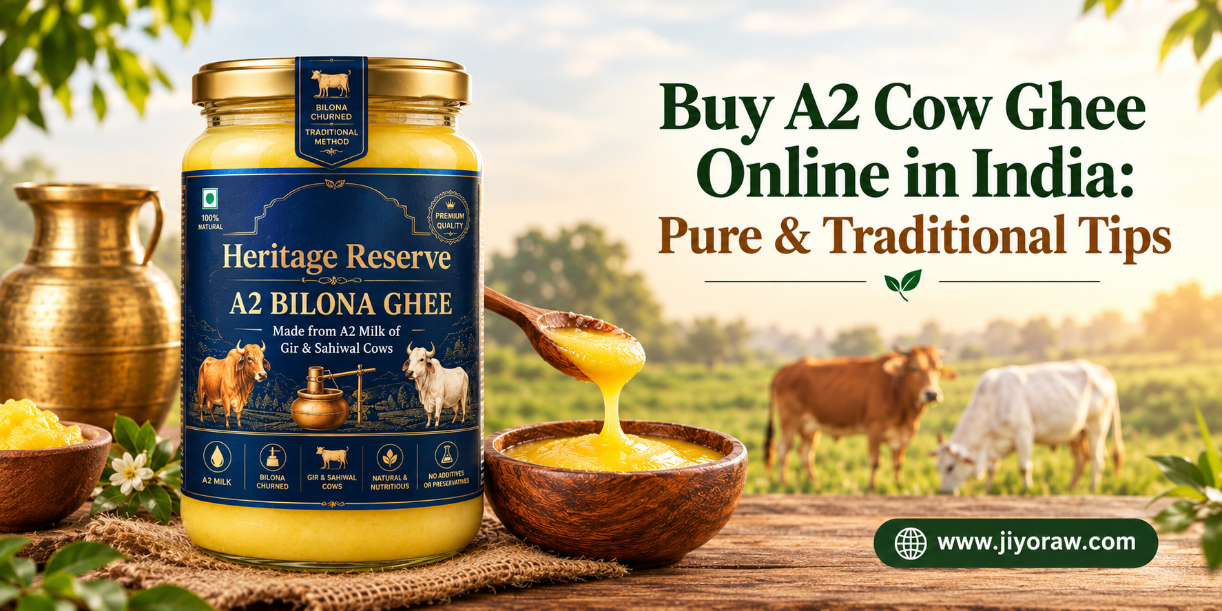 Buy A2 Cow Ghee Online in India: Pure & Traditional Tips  – Jiyoraw